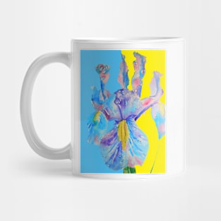 Iris Watercolor Painting - Yellow and Blue Mug